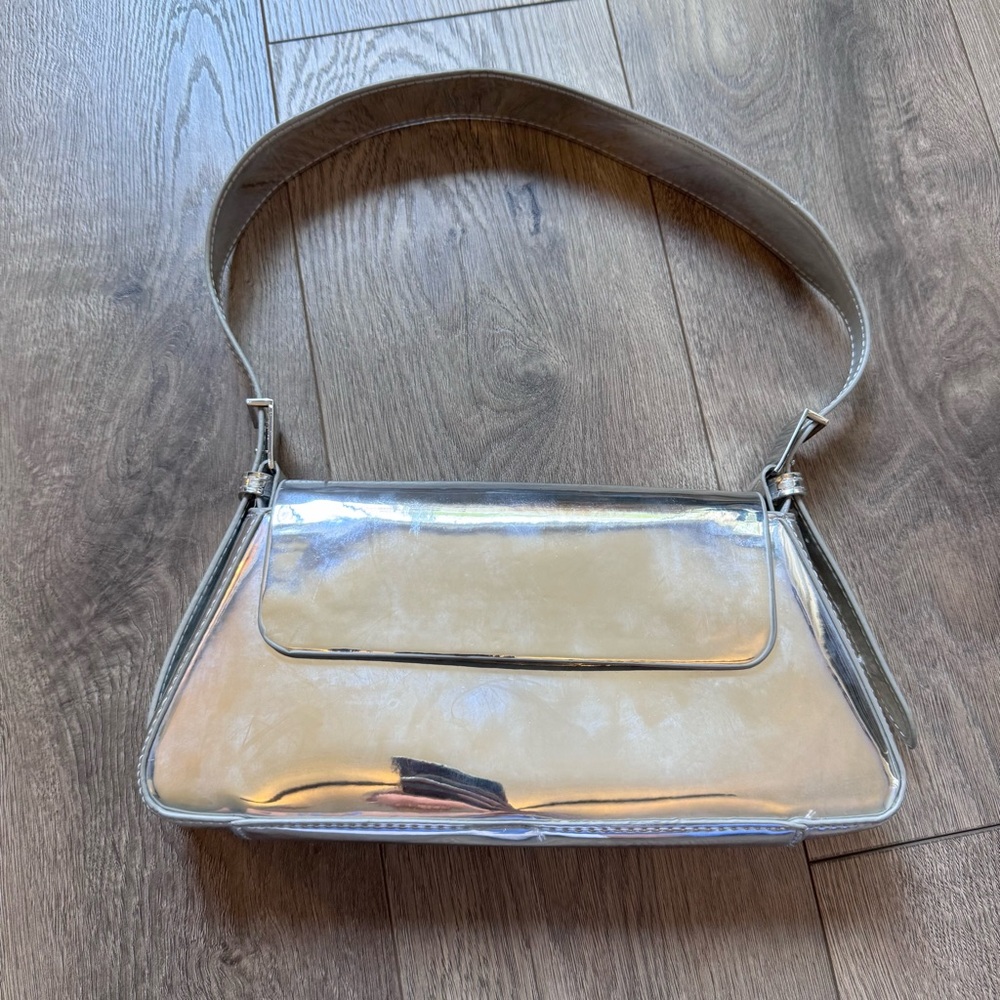 Zara Silver metallic sliver Shoulder Bag